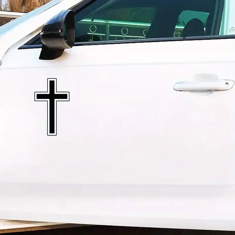 Cross Decal (black) Faith, 6.43in×3.93in| For Cars, Trucks, Laptops, Cups, Windows, Glass, Walls, Indoor And Outdoor Use, Vinyl