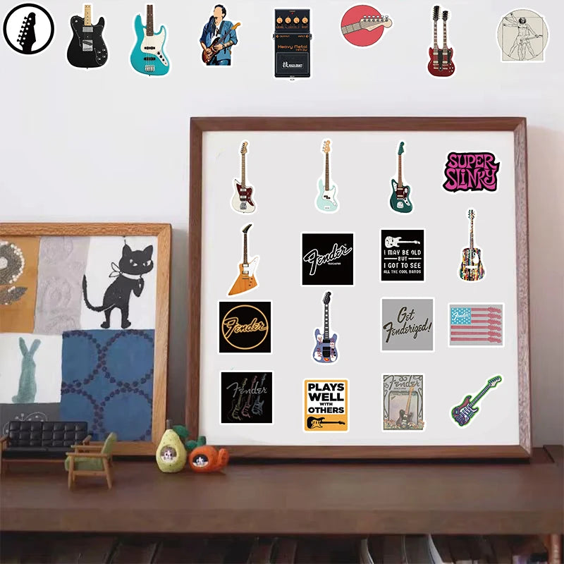 50PCS Guitar Sticker Snowboard Scrapbook DIY Laptop Graffiti Luggage Refrigerator Phone Creative Coffee Aesthetic Sticker