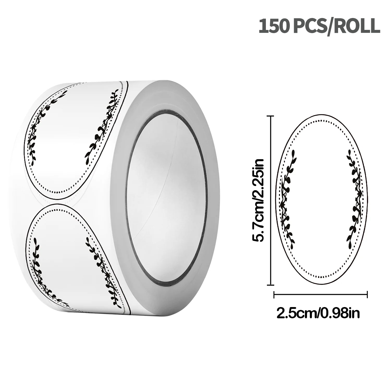 1Roll(150Pcs) Floras Writing Name Stickers With Black Marker Pen 0.98*1.57'' Satety Date Freezer Pantry Index Labels Sealing Tag