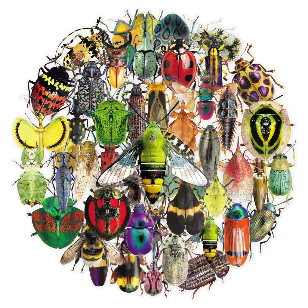 50PCS Insect Transparent Stickers, Cartoon Animal Unique Waterproof PET Student Stationery Notebook Journal DIY Art Stickers