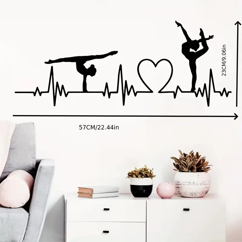Gymnast Heartbeat Dancer Wall Sticker Room Heart Dancing Player Wall Decal Bedroom Living Room Vinyl Decor SY33