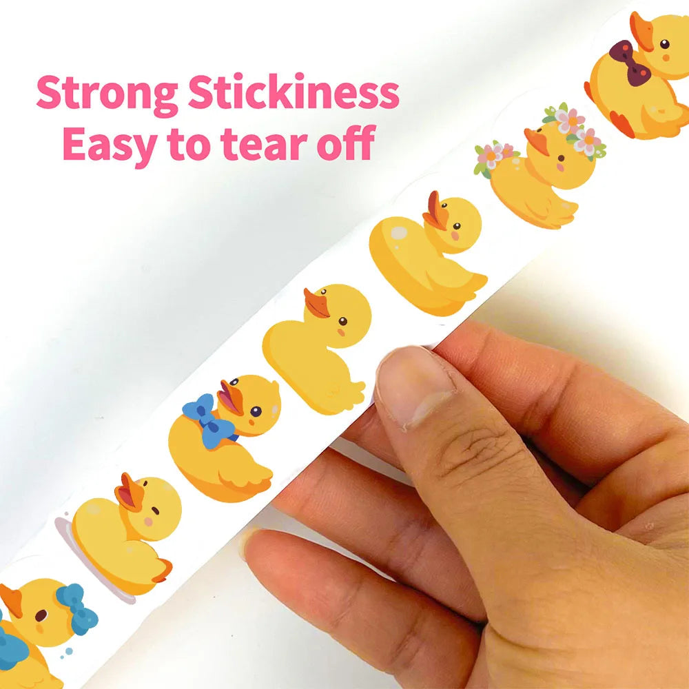 500PCS Cute Cartoon Duck Roll Stickers Notebook Phone Birthday Coffee Skateboard Fashion Laptop Luggage Waterproof Decoration ﻿