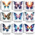 9 sheet Colorful Butterfly Themed Iron-On Decals T-Shirt Heat Transfer Suitable for DIY, Cool, Beautiful, T-Shirts, Masks, Jeans