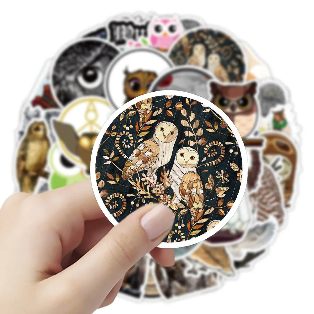 50-Pack Animal Owl Graffiti Stickers Waterproof Cartoon Decals for Notebooks Skateboards Luggage Fun Stationery Supplies Sticker