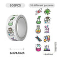 500PCS Cartoon Chemistry Experiment Decorative Stationery Notebook Children Reward Circular Stickers