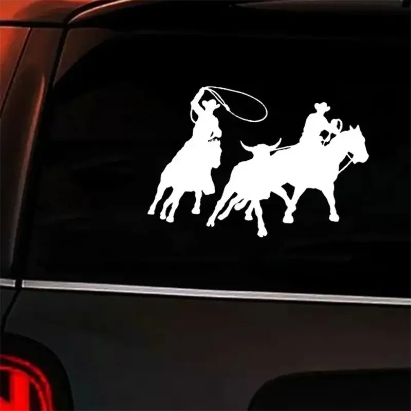 Team Roping Rodeo Western Cowboy Car Sticker For Laptop Bottle Truck Phone Vehicle Paint Fishing Boat Skateboard Decals Automobi
