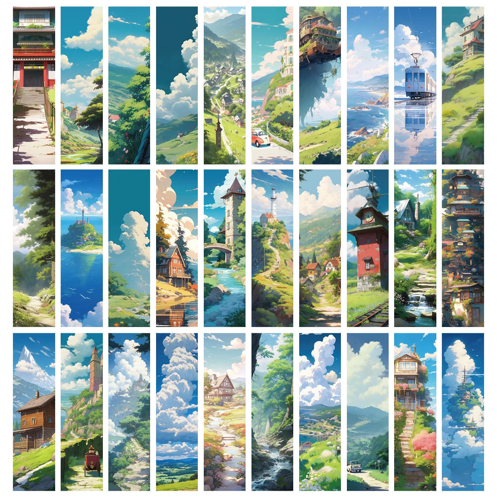 30/60PCS Hayao Miyazaki Manga Style Bookmarks Creative Student Gifts DIY Art Decoration Reading Book Comic Style Cards Bookmark