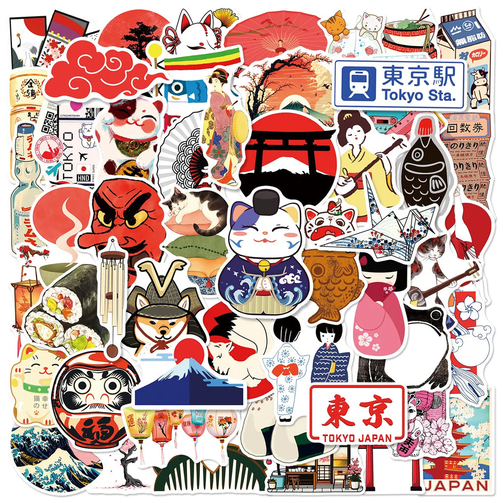50 Cartoon Japanese Fresh Graffiti Stickers Creative Waterproof Decoration DIY Computer Notebook Children Stationery Stickers
