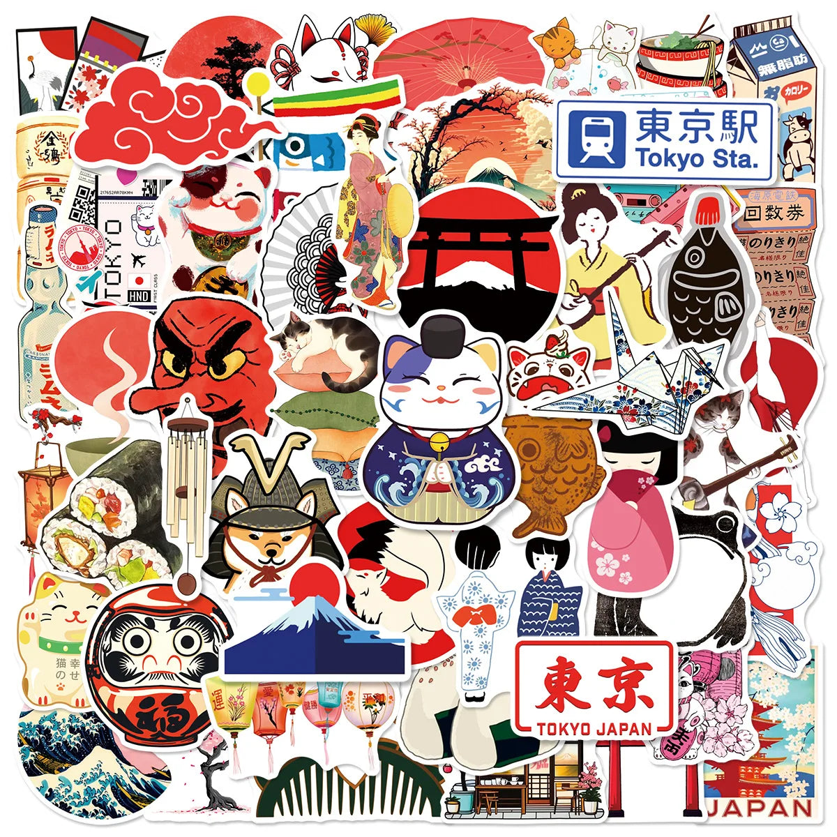 50 Cartoon Japanese Fresh Graffiti Stickers Creative Waterproof Decoration DIY Computer Notebook Children Stationery Stickers