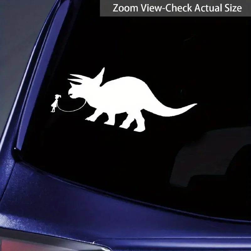 Little Pretty Holding A Triceratops Car Stickers For Laptop Water Bottle Car Truck Van SUV Motorcycle Vehicle Paint Window Wall