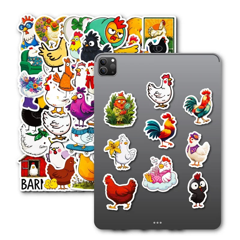 10/30/56PCS Cute Chicken Flock PVC Sticky Sticker Aesthetic Children's Stationery DIY Decoration Scrapbooking School Supplies
