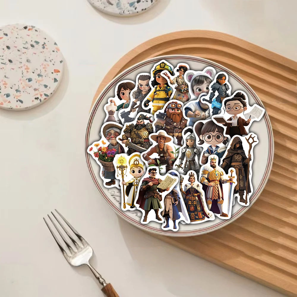 50PCS 3D Cartoon Fantasy Stickers Nostalgia Landscape Motorcycle Graffiti Skateboarding Art Living Room Cafe Painting Sticker ﻿