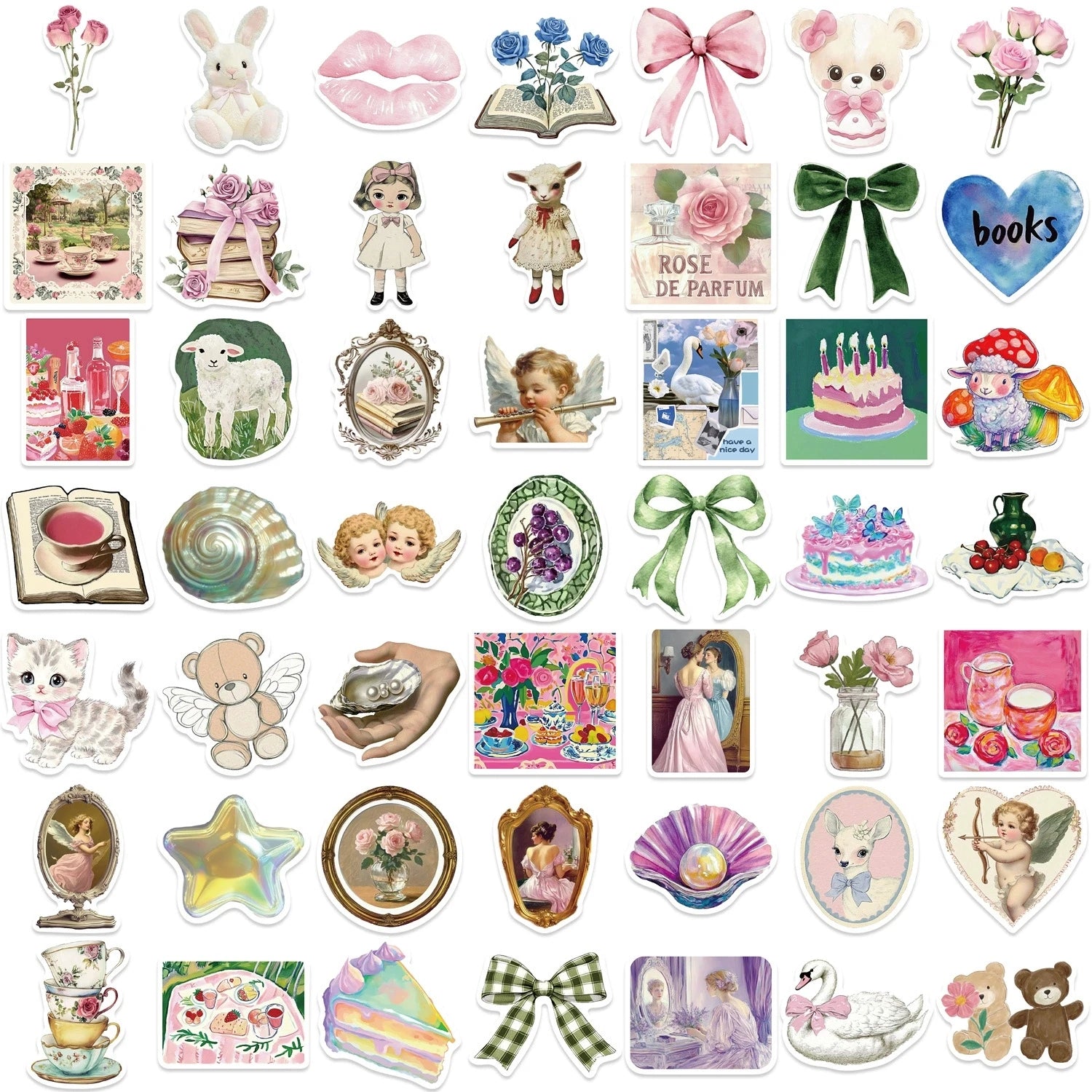 56/112PCS Cartoon Pink Mysterious Girl Graffiti Stickers Decorative Guitar Notebook Luggage DIY Stationery Waterproof Stickers