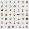 50/100PCS Cartoon Animal Graffiti Stickers Water Cup Phone Waterproof Stickers Cute Watercolor Animal Stickers