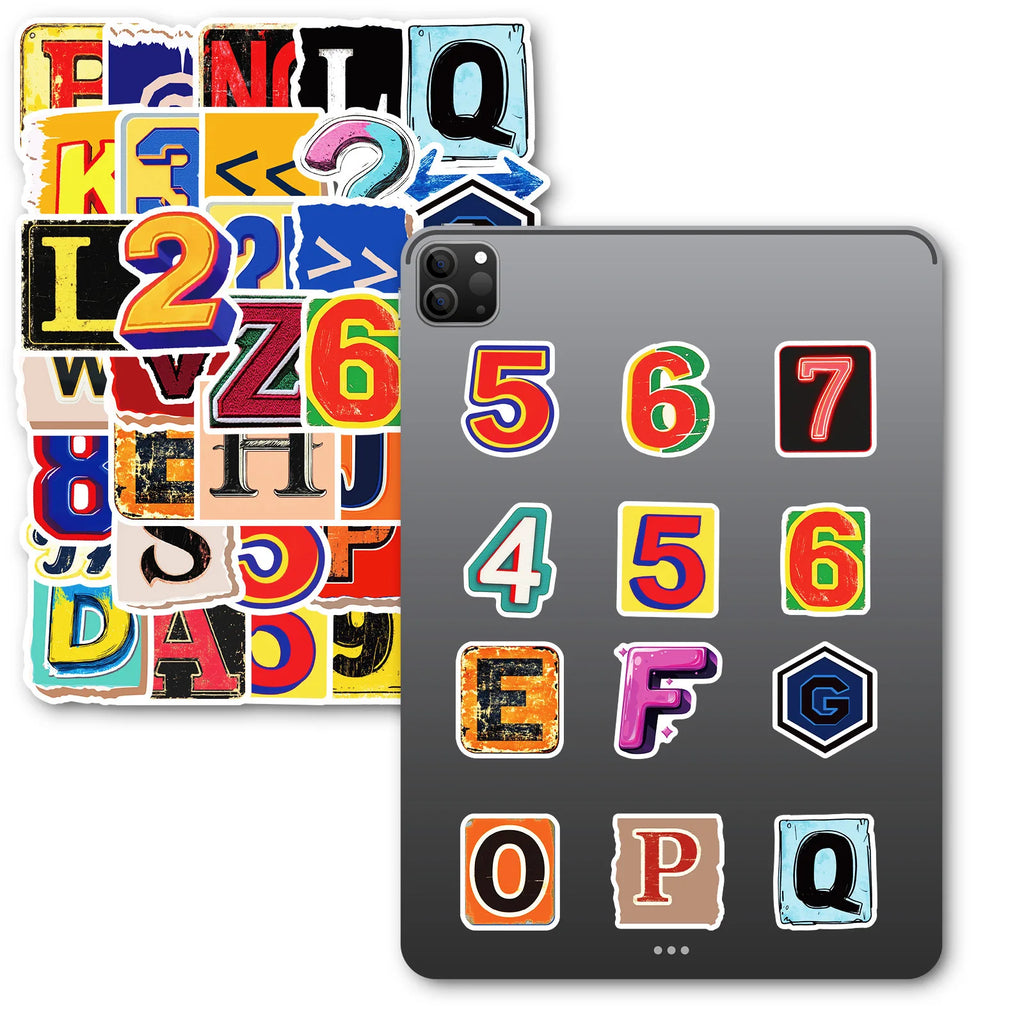 50/100PCS Retro English Alphabet Series Waterproof Decorative Stickers Creative Colorful Stationery Notebook Stickers