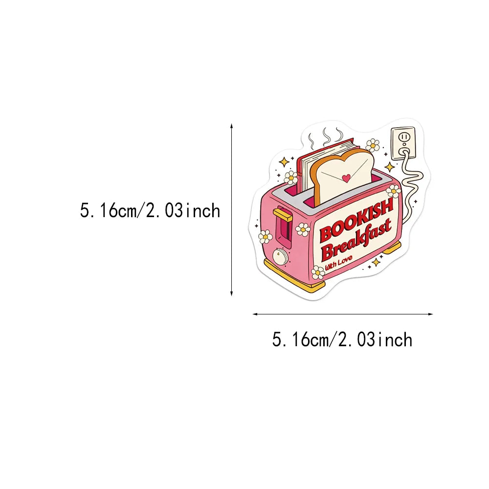 50PCS Valentine's Day Bookish Sticker Set Brochure Handheld Account Phone Case Computer Laptop Waterproof Stickers