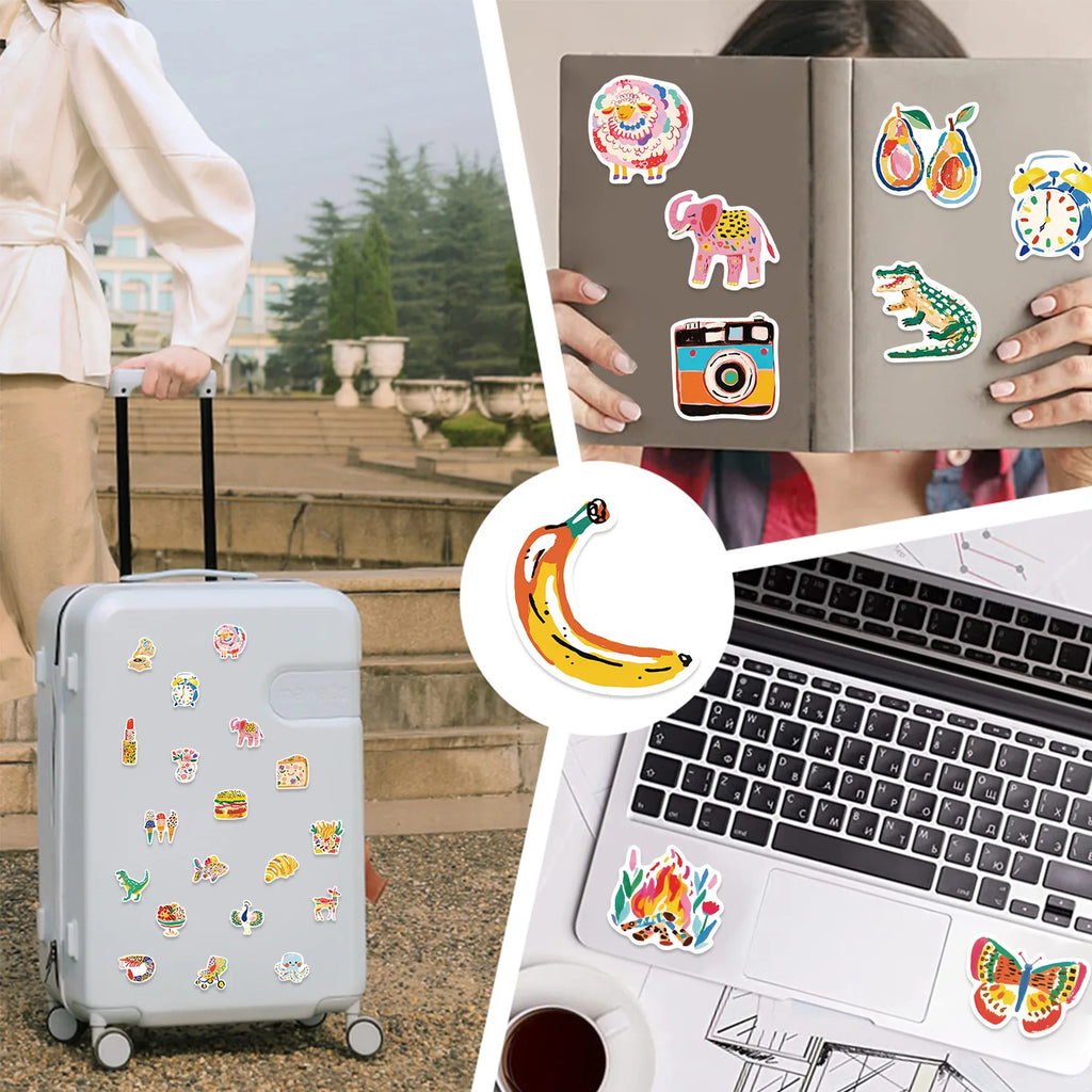50 PCS Cartoon Color Illustrations, Graffiti Stickers Decorate Guitar Notebook Luggage DIY Waterproof Stickers