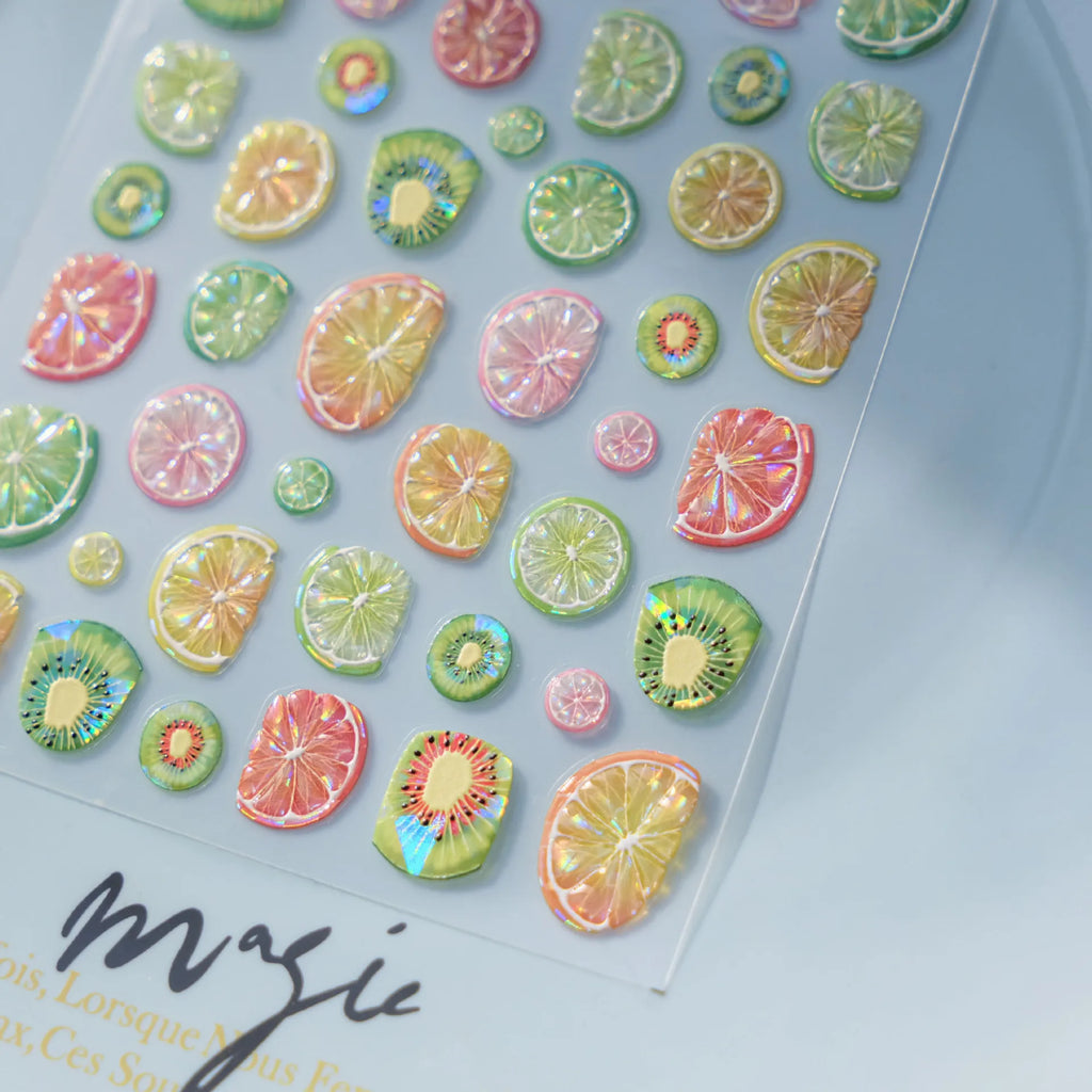 Colored Lemon Jelly Nail Stickers 5D Sweet Fruits Cartoon Calw Bear Candy Self Adhesive Nail Art Stickers DIY 3D Cute Nail Parts