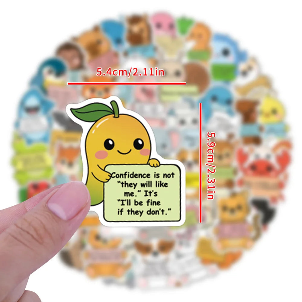 60/120PCS Cartoon Animal Inspiration English Graffiti Stationery Decoration Stickers Luggage Scooter Stickers