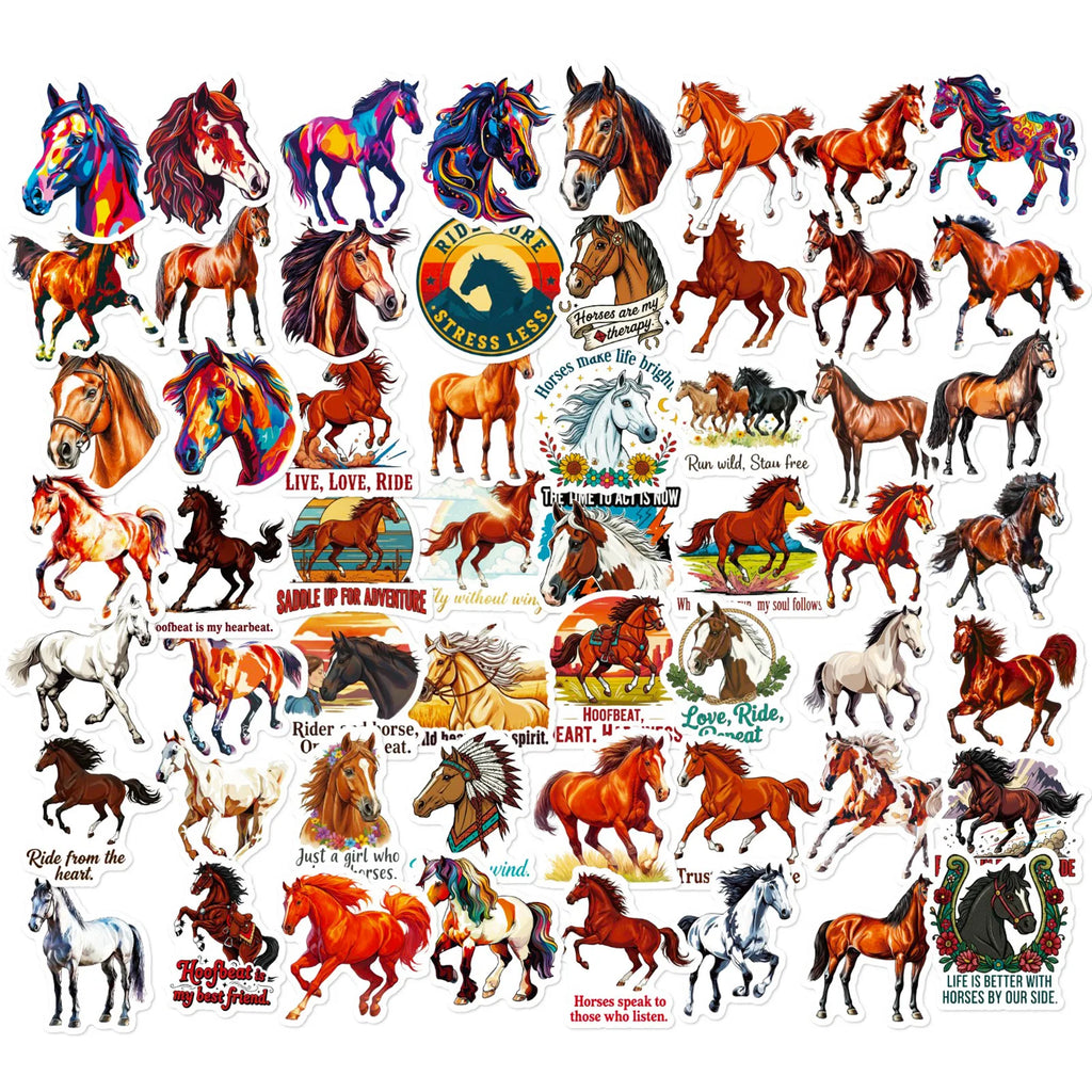 56PCS Colorful Horse Motivational Stickers Office Supplies Gift Box Helmet DIY Decoe Art Decals Sticker