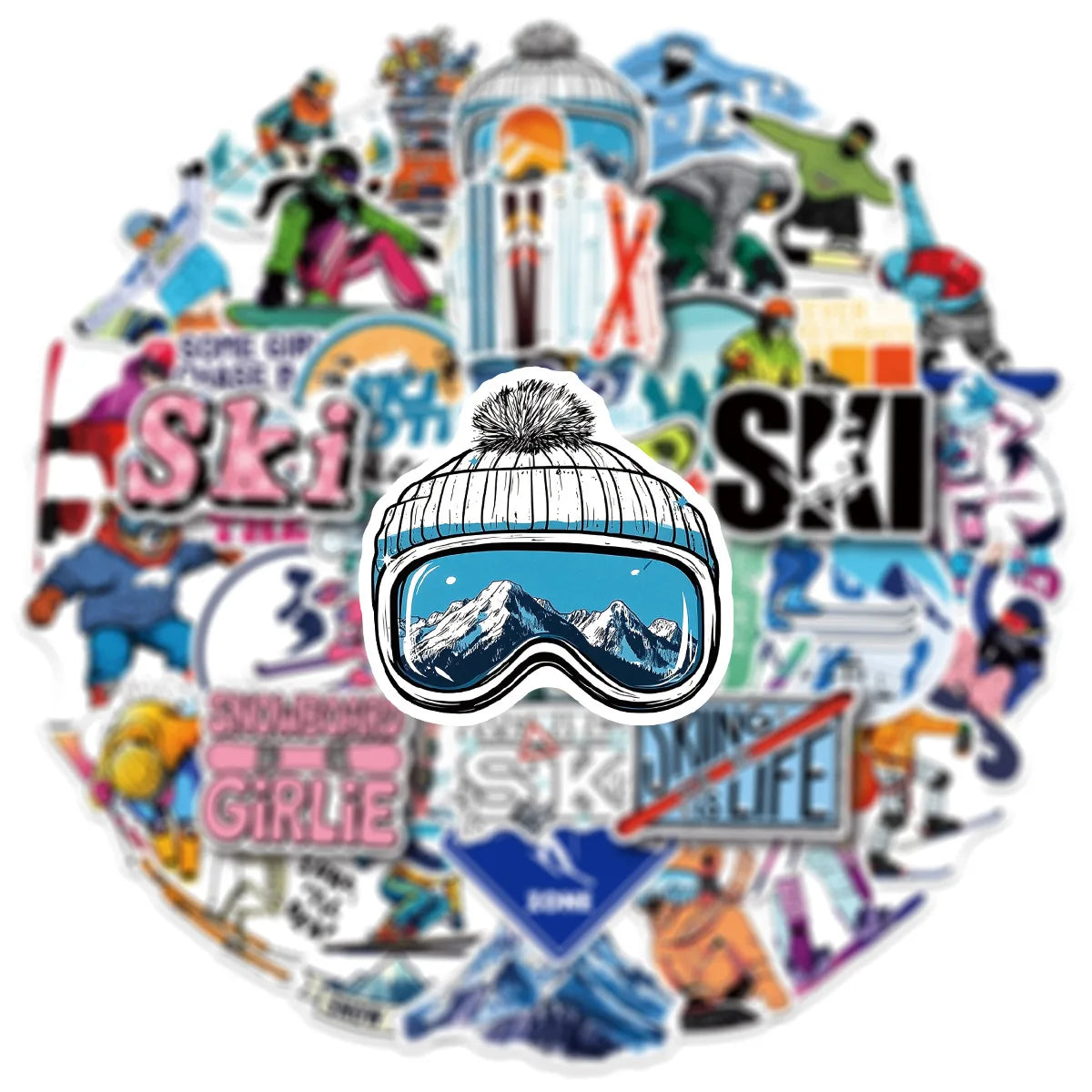 50/100PCS Cartoon Ski Graffiti Stickers  Sports Creative Luggage Stickers Waterproof Stationery Stickers