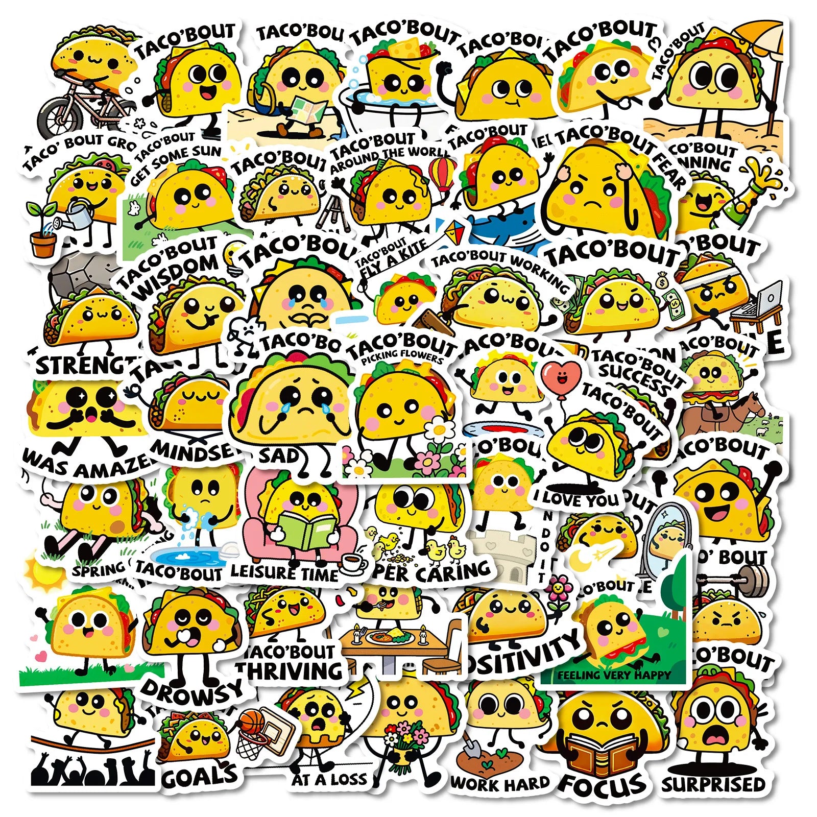 56/118PCS Cartoon Animal Dog/Food Text Stickers Cute and Fun Graffiti Notebook Stationery Decoration Stickers