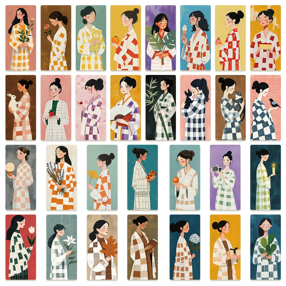 30pcs/pack Cartoon Girls Series Bookmark Small Decor Reading Book Clip Desk Handwriting Portable Bookmarks Card