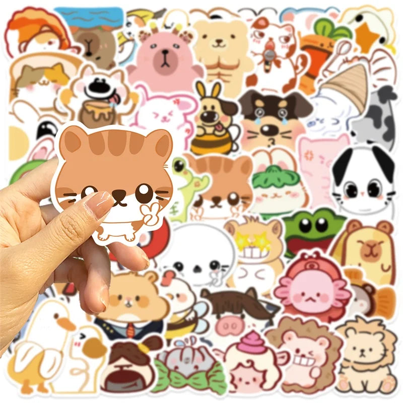 10/30/50PCS Kawaii Strange Animals PVC Sticky Sticker Aesthetic Stationery DIY Colorful Decoration Scrapbooking School Supplies