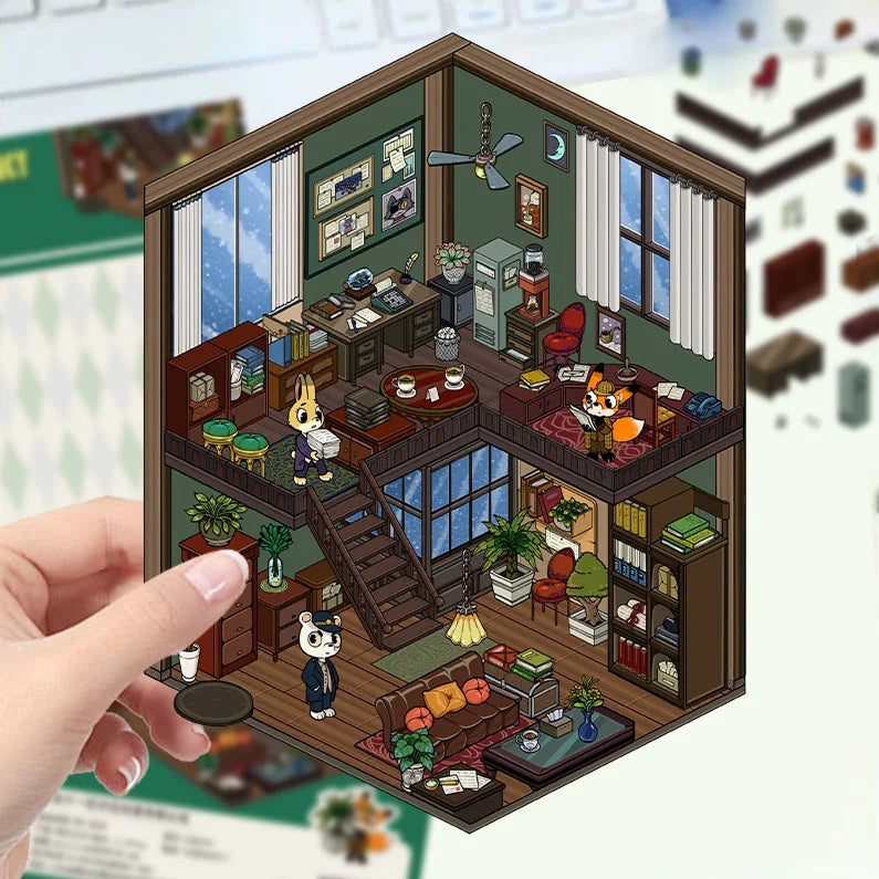 Cartoon Scenery Gothic Castle Stickers Miniature World 3D House Decompression DIY Scene Stationery Children Stickers