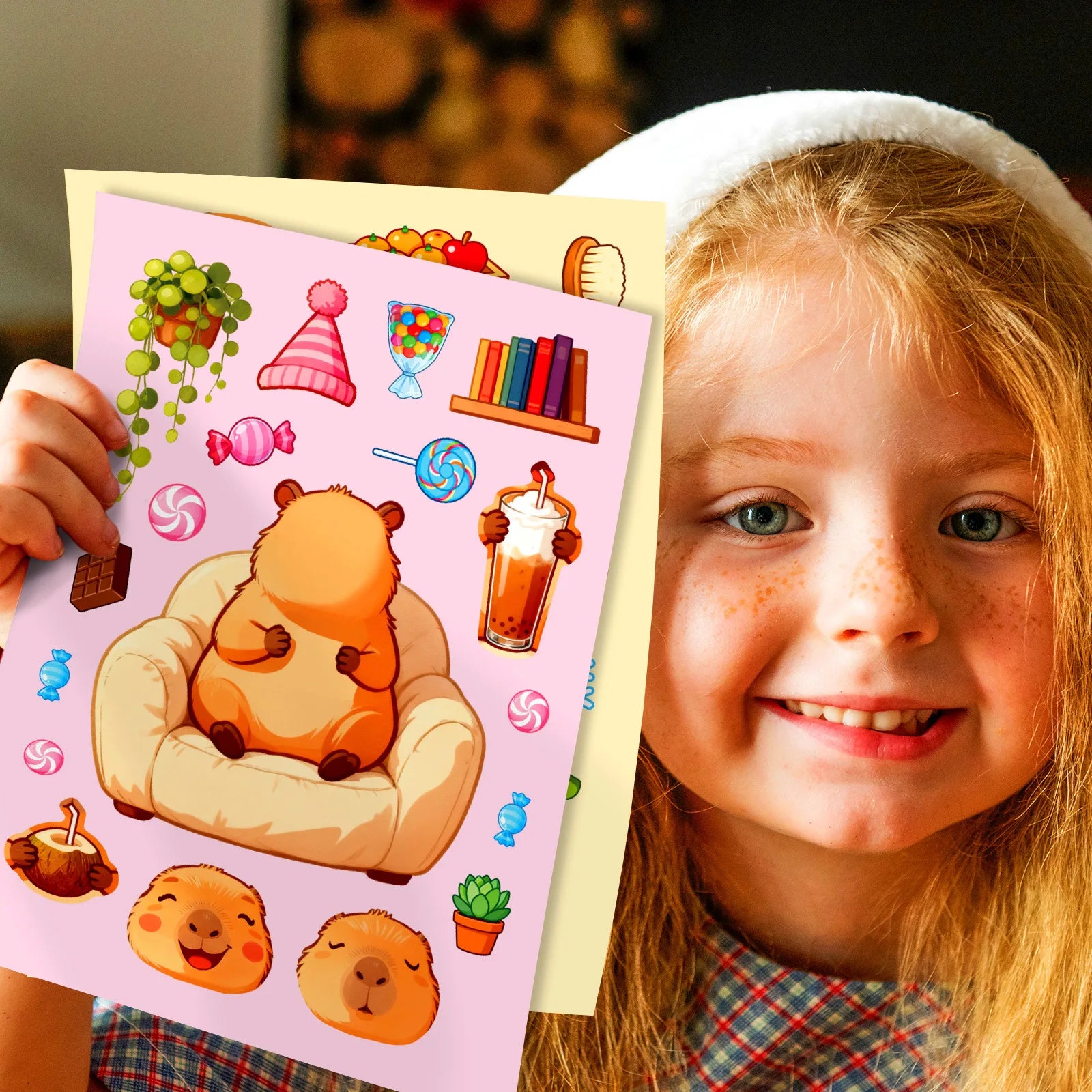 6/12/18Pcs Cartoon Capybara Make A Face Puzzle Stickers, Kids DIY Fun Stationery Notebook Cabinet Fridge Luggage Decor Sticker