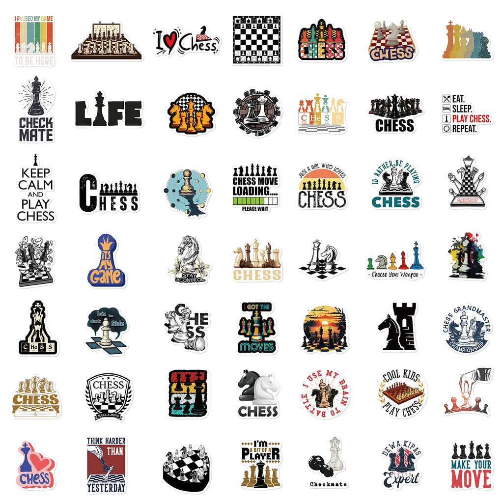 50PCS Chess Game Sticker Classic Motorcycle Graffiti Laptop Phone Car Motorcycle Luggage Skateboard Diary Decal Aesthetic Sticke