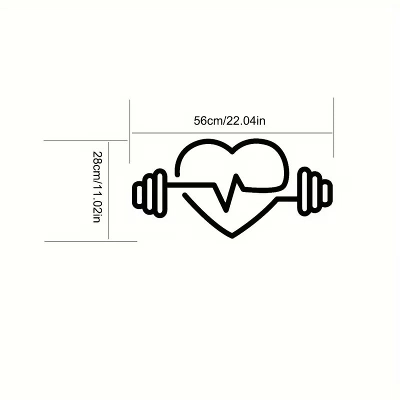 Modern Gym Decor - Heart-Shaped Barbell Vinyl Wall Sticker, Removable Fitness & Bodybuilding Mural for Home and Office