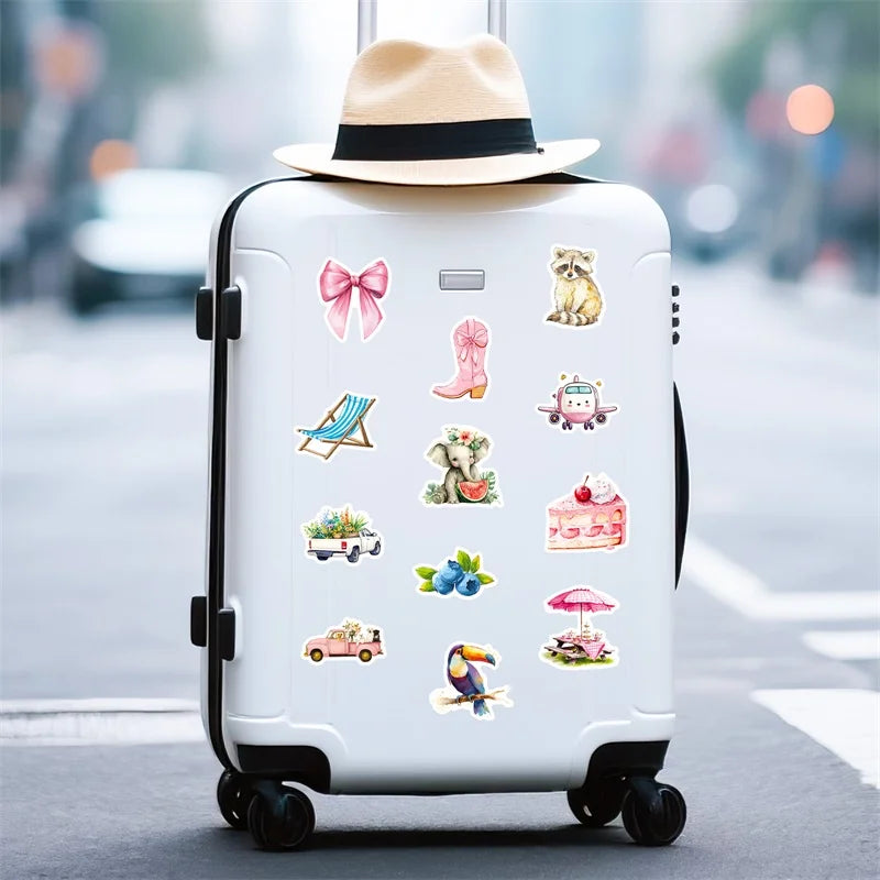 10/30/56PCS Kawaii Pink Item PVC Sticky Sticker Aesthetic Children's DIY Korean Decoration Scrapbooking School Supplies