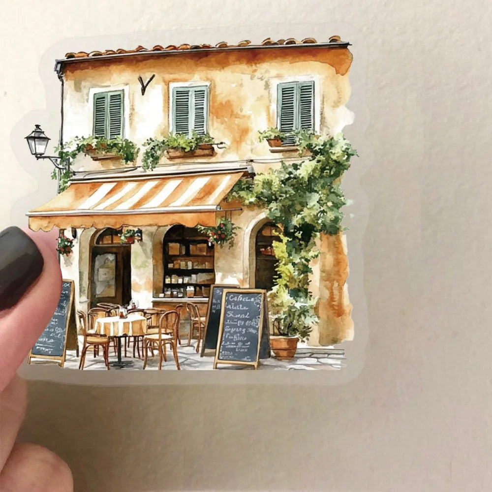 50 Pcs Transparent Ins Retro Coffee Sticker Pack Waterproof Transparent PET Ledger Material Decor Guitar Notebook Stationary