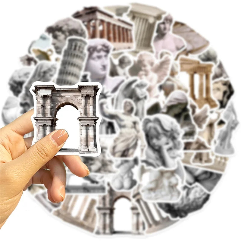 10/30/50PCS Vintage Art Sculpture PVC Sticker Aesthetic Chidlren's Stationery Decoration Scrapbooking School Supplies for Kids