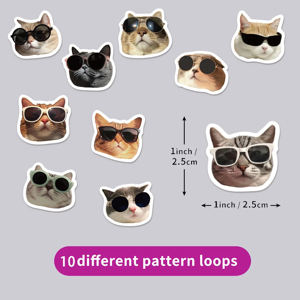 500PCS Cute Sunglasses Cat Creative Graffiti Stickers DIY Luggage Speaker Skateboard Small Pattern Waterproof Stickers