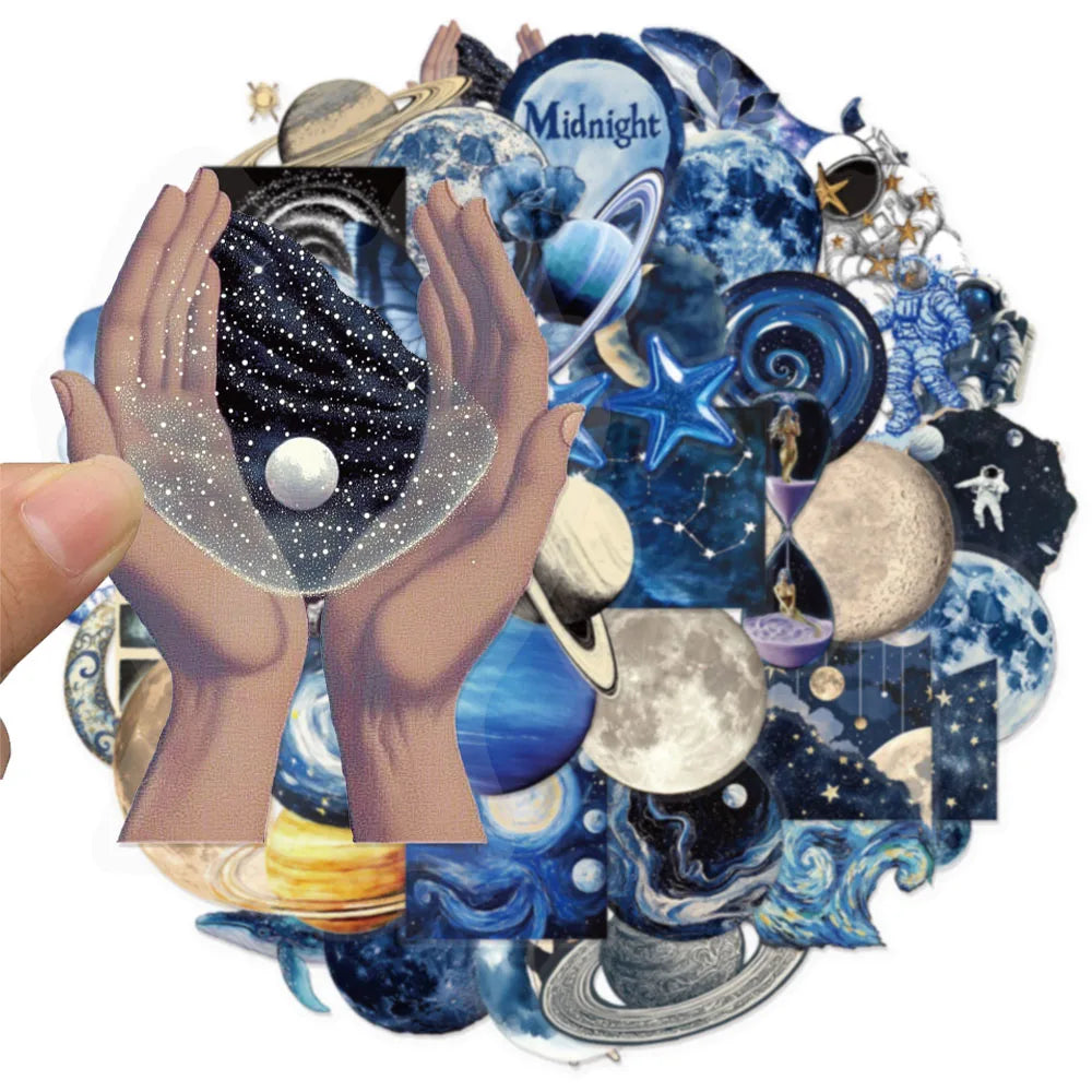 50PCS Transparent Astronomy Space Planet Stickers Cartoon DIY Stickers Graffiti Skateboard Phone Case Tablet Electric Stickers