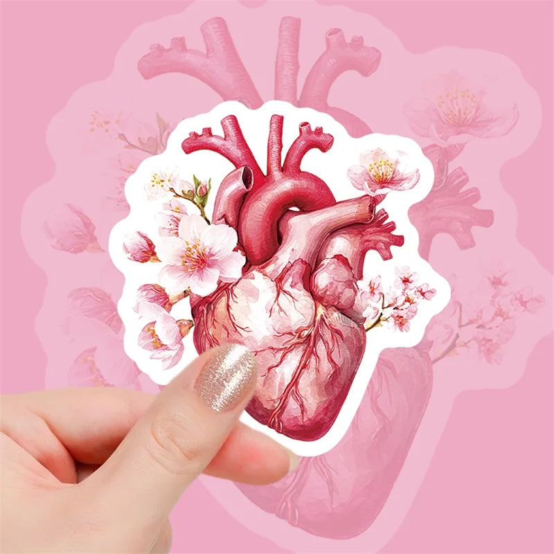 10/30/56PCS Cute Flower Skull Organs PVC Sticky Stickers Aesthetic Colored DIY Phone Laptop Luggage Skateboard Graffiti Decals