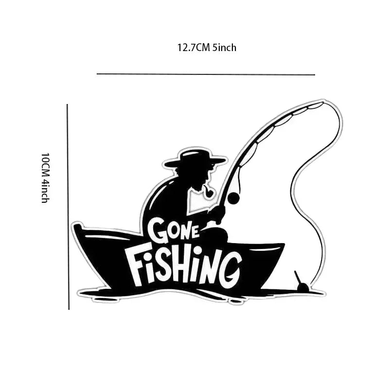 Gone Fisherman Fish Hood Rod Car Bumper Vinyl Sticker Decal 5"X4"