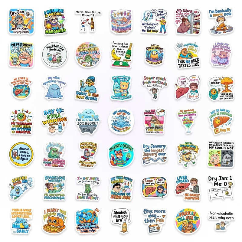 10/30/50PCS Self-mockery Sticky PVC Sticker Stationery DIY Colored Laptop Luggage Skateboard Decoration Scrapbooking