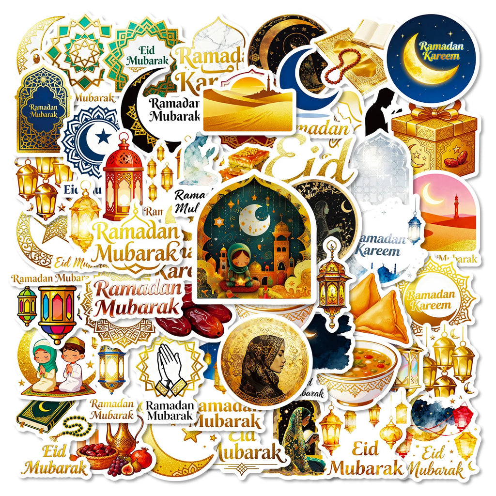 56/112 Pcs Festival Crescent Moon Lantern Element Stickers for Atmosphere Window Cabinet Fridge Furniture File Holder Decals