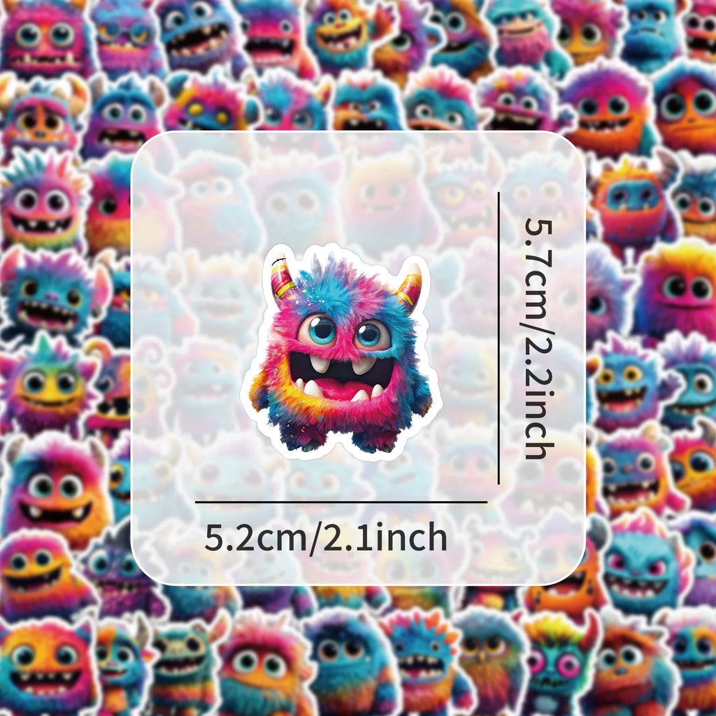 100PCS Super Cute Plush Monster Graffiti Stickers Reward Decorative Stationery Notebook Pen Holder Stickers
