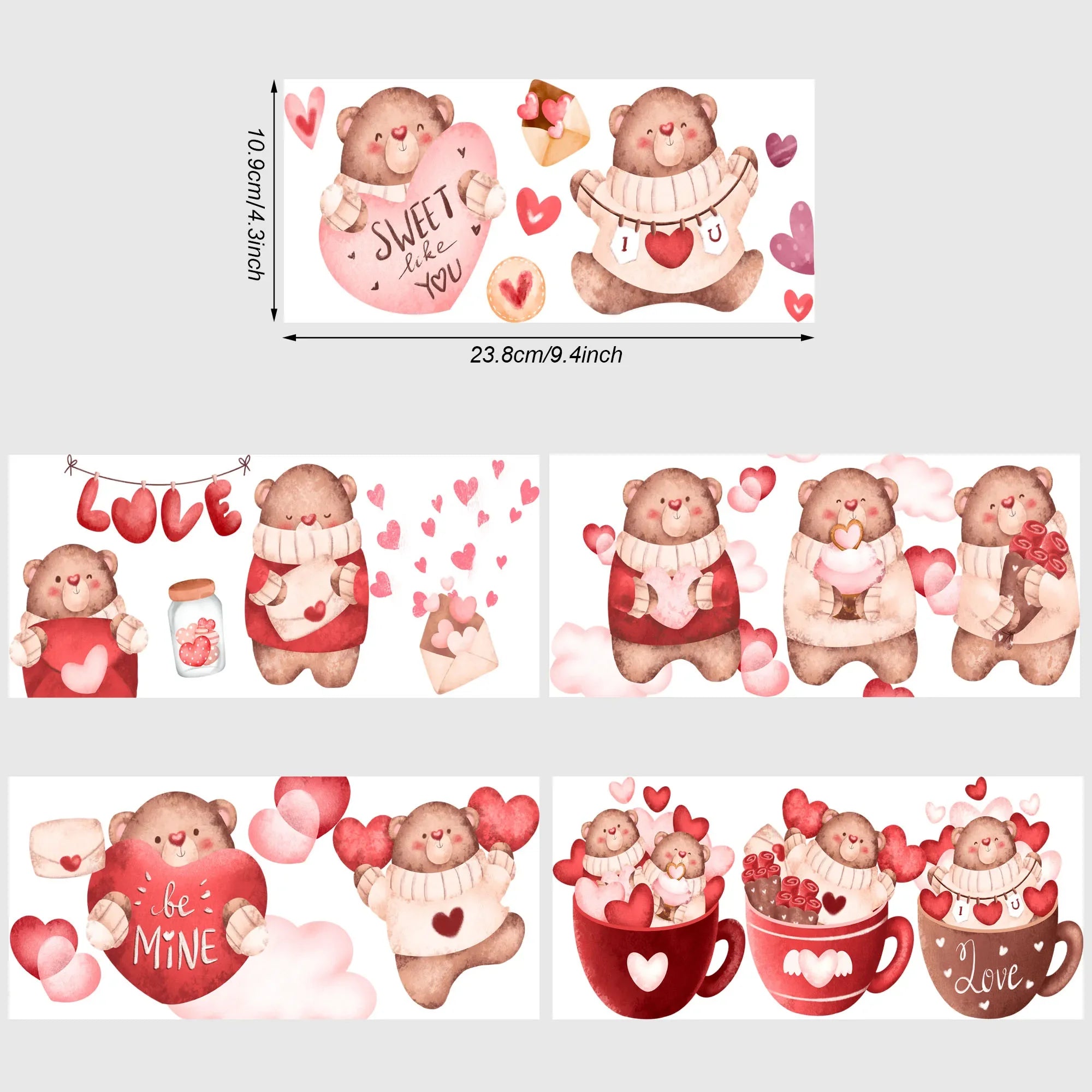 5 Sheets Valentine's Day UV DTF Cup Stickers,Glass Sports DTF Transfer Stickers,Waterproof Couple Wipe Transfers for 16 oz Glass
