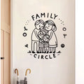 1pcs A heart - warming family of four embracing, with FAMILY CIRCLE written above, surrounded by cute decorative elements. Wall