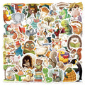 50/100PCS Animal Reading Animal Bookish Stickers Luggage, Computer, Mobile Phone, Helmet, Waterproof Stationery Stickers