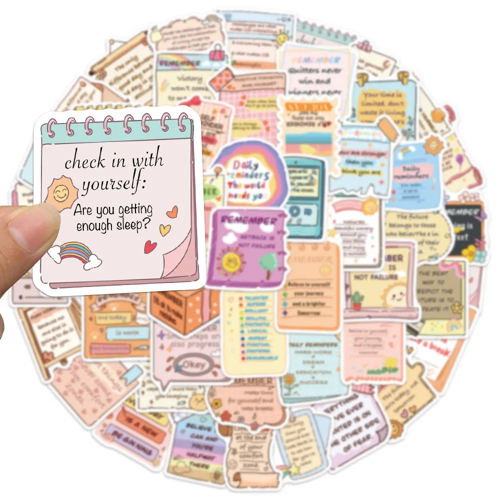 50PCS Inspirational English Short Sentences Fun Stickers DIY Manual Speaker Decoration Bags Notebooks Water Cup Labels Stickers
