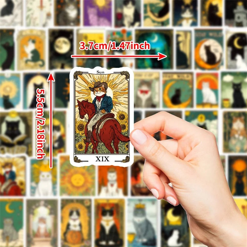 10/30/50PCS Vintage Tarot Cat Sticky PVC Sticker Aesthetic Children's Stationery DIY Decoration Scrapbooking School Supplies