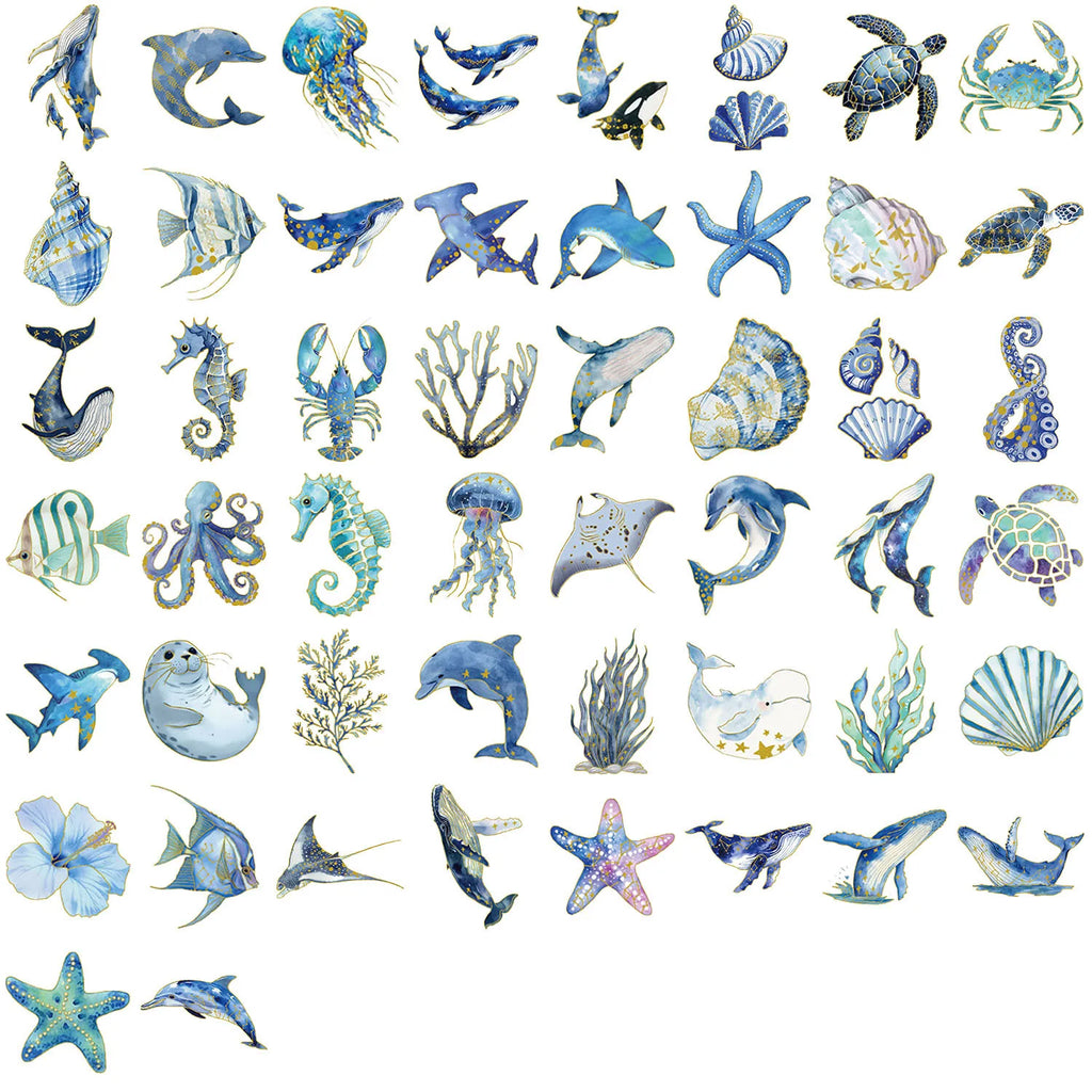 Variety of Cartoon/Flower 50PCS Hot Stamped Transparent PET Stickers Waterproof DIY Mobile Decoration Stationery Notebook Reward