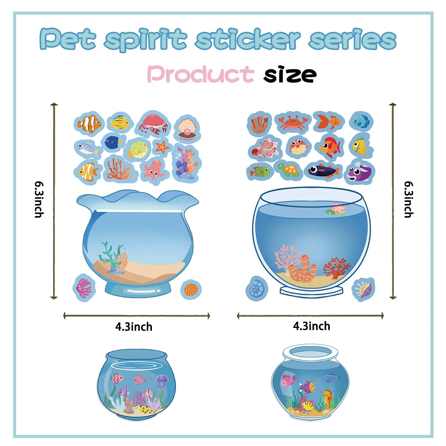 8PCS Creative Fish Tank Puzzle Sticker Toy Handmade DIY Notebook Desktop Creative Decoration Waterproof Sticker