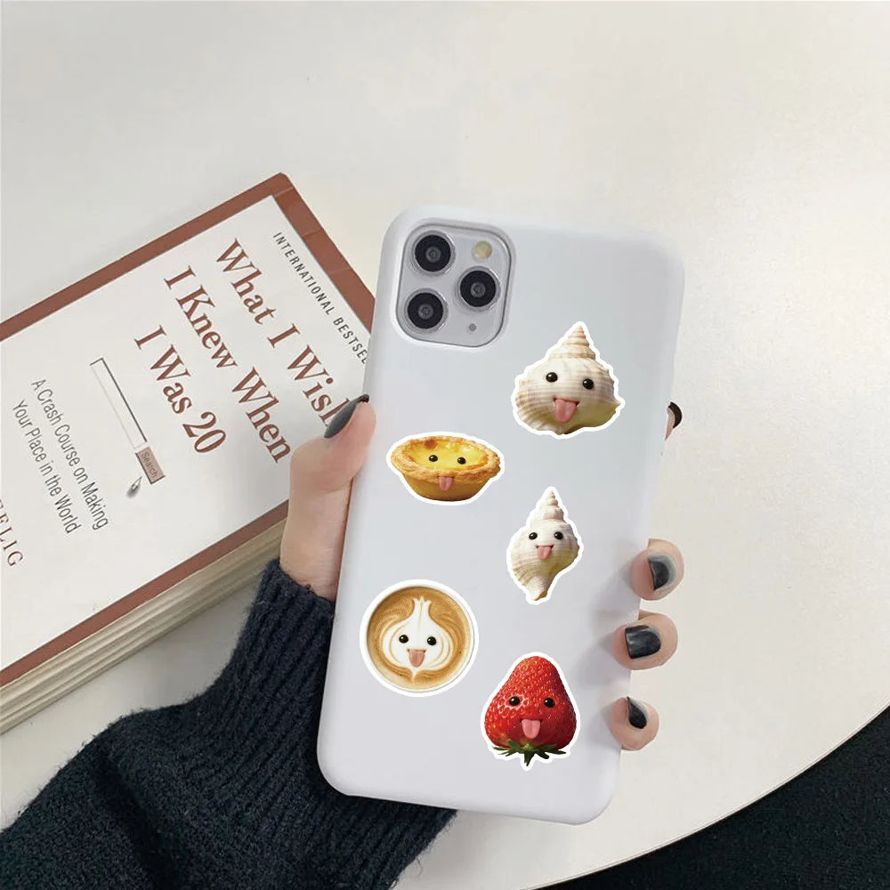 50-Pack Abstract Cartoon Fruit Food Stickers Funny Creative Decoration for Luggage Water Bottles Stationery Notebooks